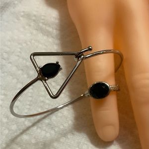 Fashion Jewelry: Duo/set includes size 6 oval ring n triangle hook bracelet .